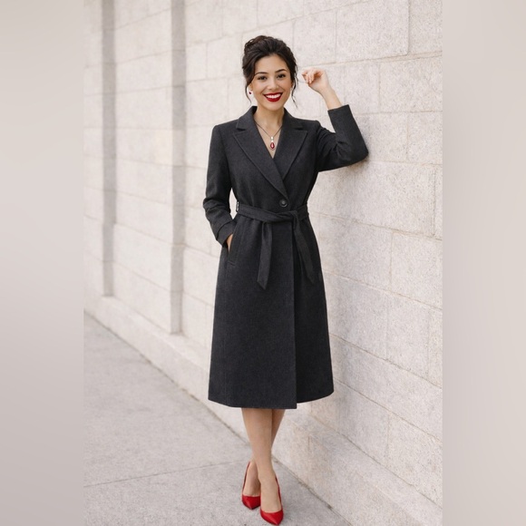 Cinzia Rocca Jackets & Blazers - Cinzia Rocca Loro Piana Superfine Black Wool Coat Italy Wrap Trench Capsule